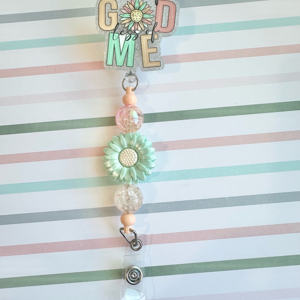 Floral Beaded Badge Reel